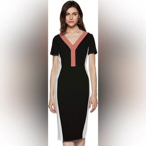 Marks & Spencer Black Dress with White and Pink Details